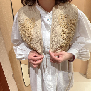 mondaydream .searoomlynn 重工刺绣 绗缝 两侧系带 小马甲坎肩