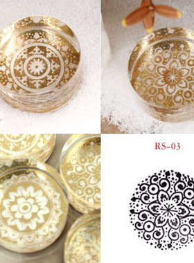 私级文艺 精致单枚复古装饰花纹水晶印章/DIY手帐印制