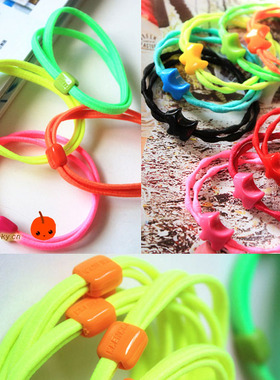 SAN 韩系荧光色皮筋发束发圈发绳发扎饰品 狗狗/字母/搭扣款