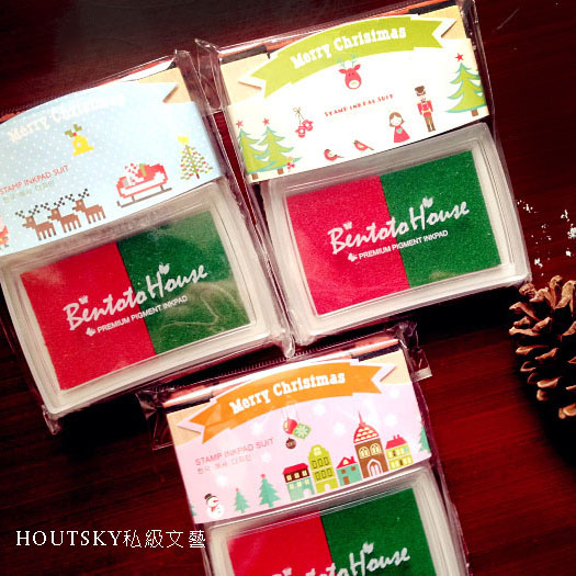 SAN 圣诞季手工用品印花 DIY配件圣诞节印章印泥套装