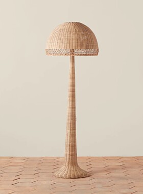北欧宅寂风落地灯客厅餐厅差事创艺装饰灯具天然藤编手工灯藤艺