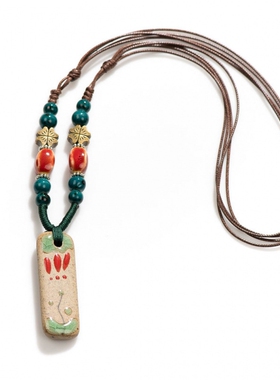 陶瓷项莲首饰品复古民族风项链吊坠送女友摆摊