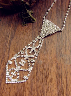 蹦迪酷领带女水钻装饰镶钻链亮钻潮流服饰配件衬衫项链主播男领带