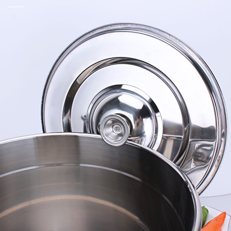 不锈钢汤桶盖子大号锅盖通用圆形平面盖把手钉珠加厚单独卖缸盆盖
