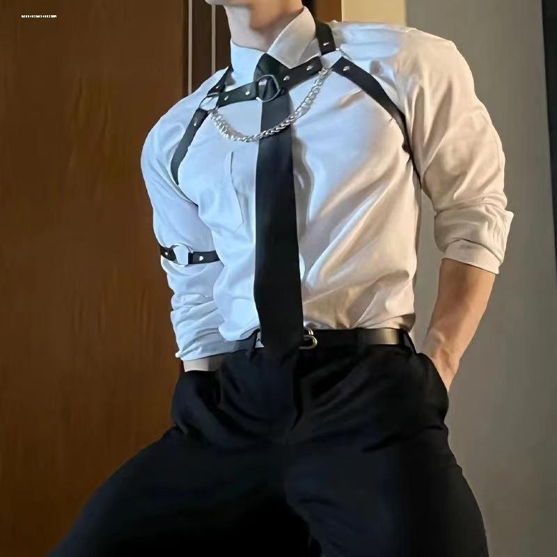 男生皮革臂环体育生1S0M弹性可调节圆形臂带绑带绷带型男衬衫袖箍