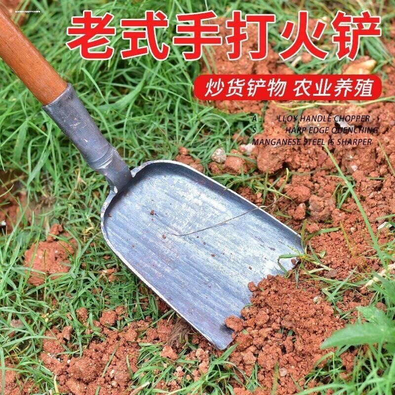 老式家用铲传统铁锅手工补铁铲子纯手工锻打铁铲炒菜木柄土灶