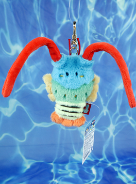 正版海洋馆Q版仿真海鲜龙虾螃蟹章鱼生蚝鲍鱼花甲海螺毛绒小挂件