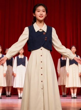 大合唱服演出服女长裙新款舞台表演服装合唱团朗诵比赛主持人指挥