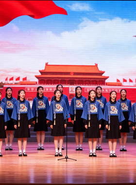 儿童中国风合唱服装元旦舞台爱国演出服小学生朗诵演讲比赛表演服