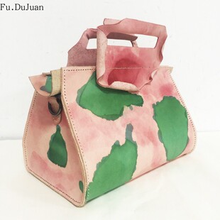 【牡丹】中国设计师 Fu.DuJuan 质感斜跨包 原创牛皮 手工手提包