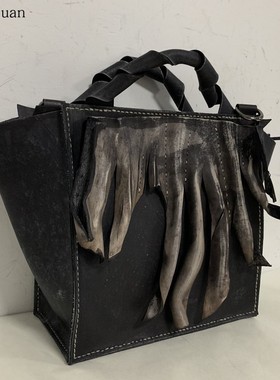 【吴哥窟/Angkor wat】中国设计师 Fu.DuJuan 黑灰手提包 斜跨包