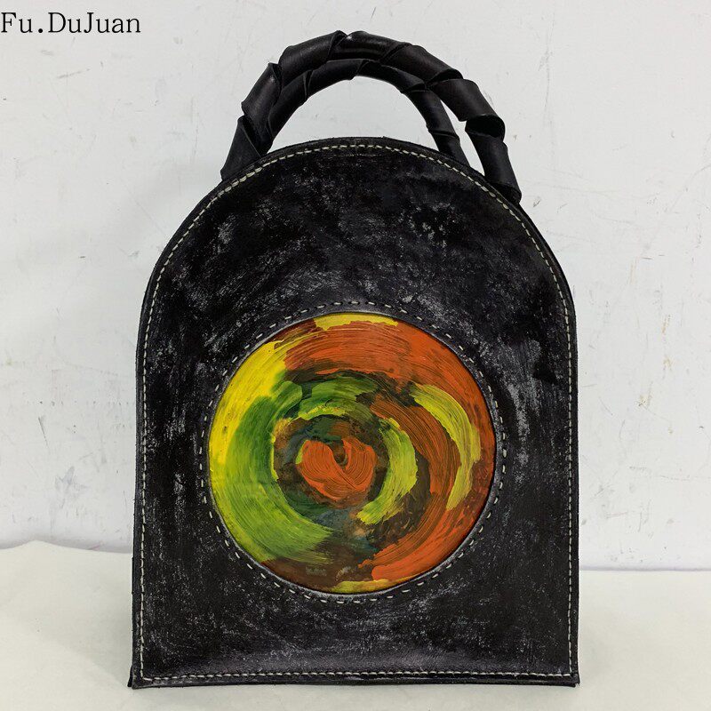 【眸/Eyes】中国设计师 Fu.DuJuan双肩包原创艺术手提包 牛皮手工