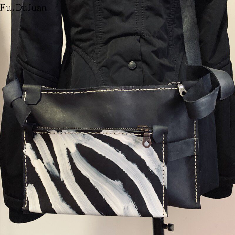 【非洲Africa】中国设计师 Fu.DuJuan 斜挎包 黑白斑马纹 手拿包