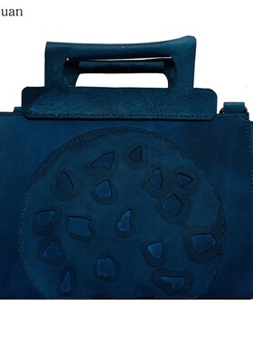 蓝色 中国元素 原创设计师 大容量大气 艺术包 手提单肩包 植鞣包