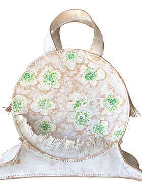 小众白色脱俗静雅 圆形女包 Fu.DuJuan 手提包 诗意女手工 斜挎包