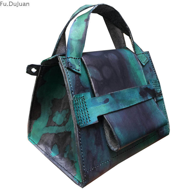 Fu.DuJuan设计师新品包包 大容量手提包 宽带斜挎包 手绘手工牛皮