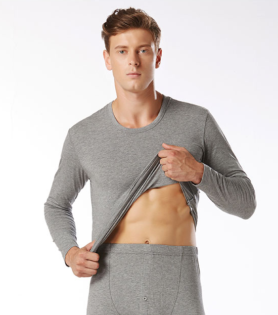 全棉男士薄款纯色保暖内衣