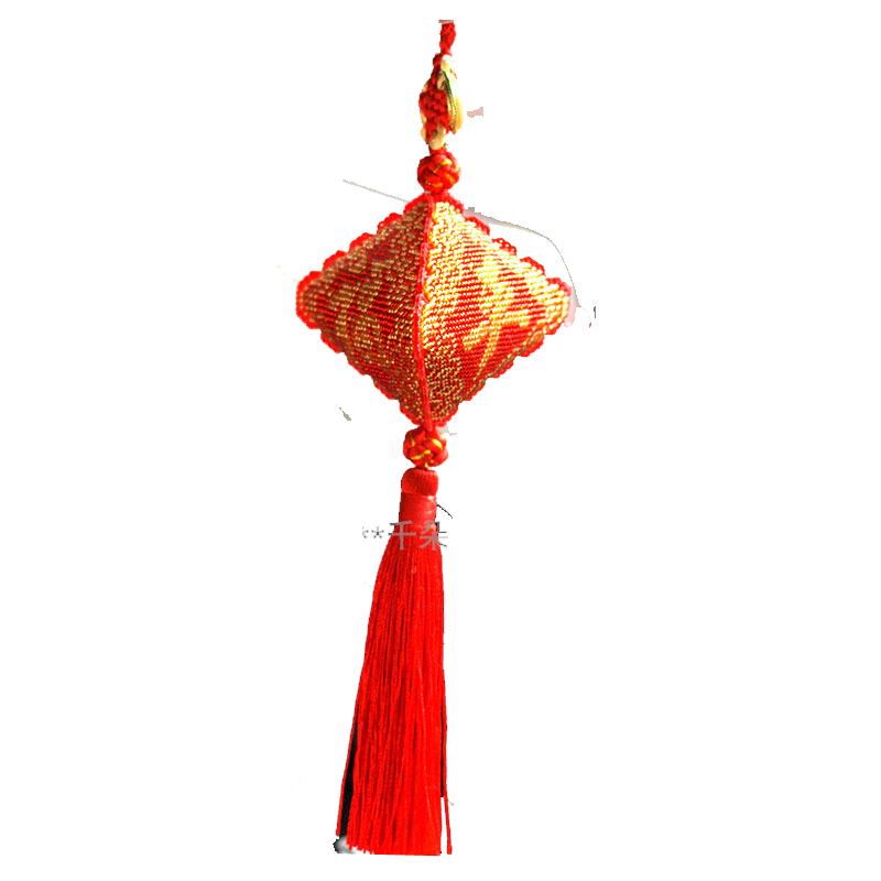 千朵印花全珠绣十字绣汽车挂件立体珠绣铜珠红色平安福金红满珠