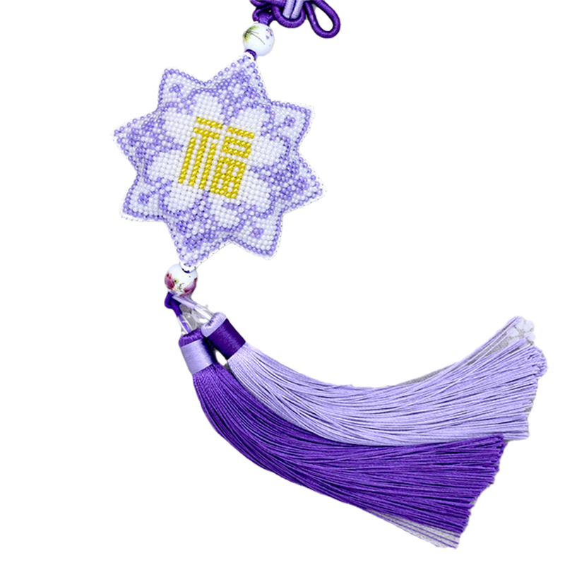 印花创意新款珠绣汽车紫色十字绣