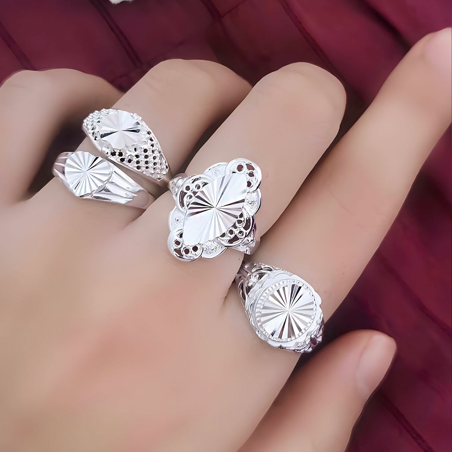 s999足银爱心纯银戒指不会过敏