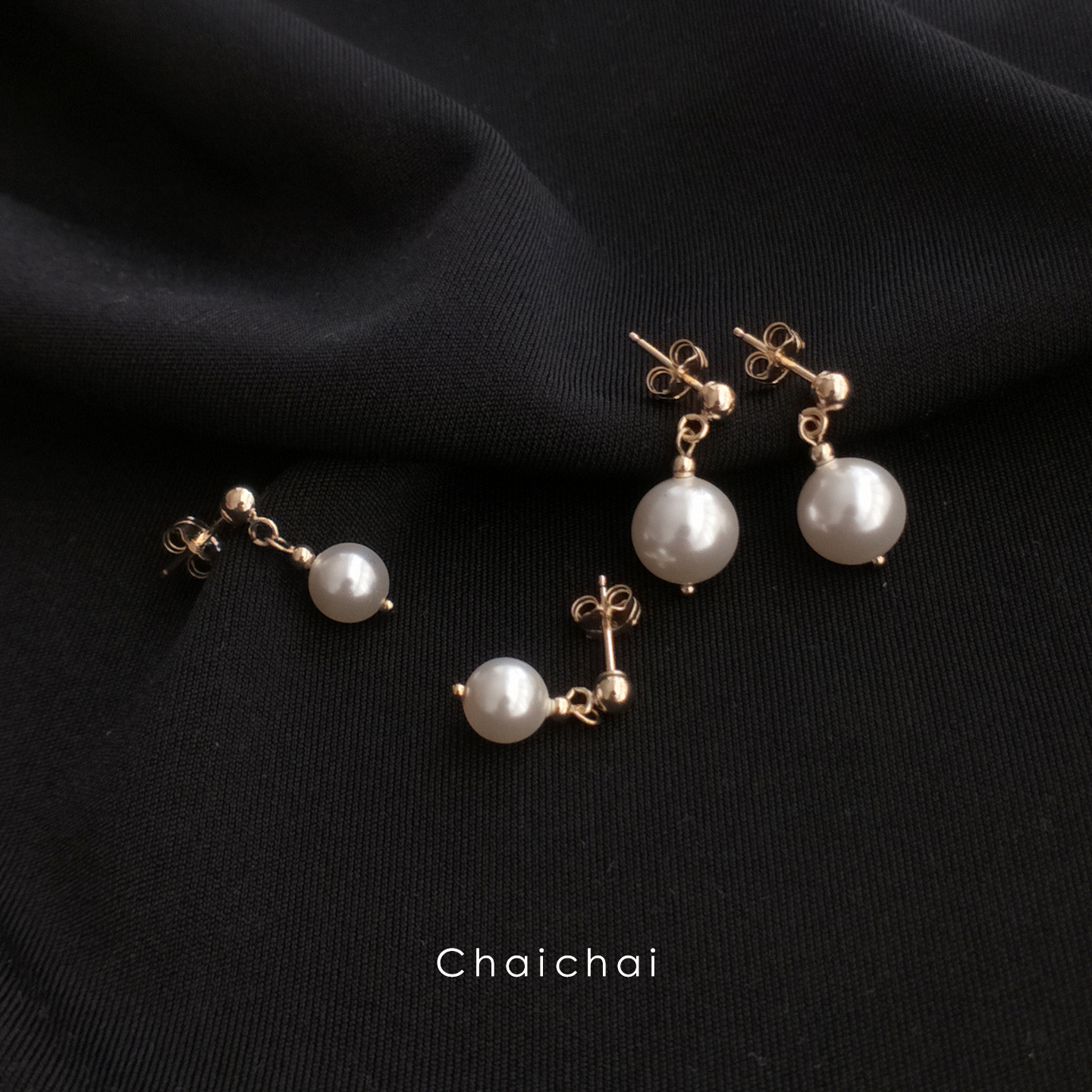 新中式14K包金施家珍珠耳钉耳坠