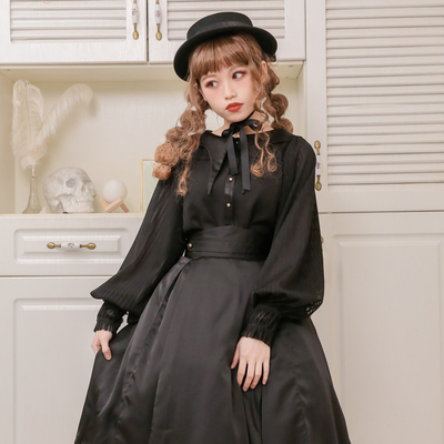 taobao agent [Dolly Delly] Original design*Star summer night witch*bat collar lolita mesh shirt long short sleeves