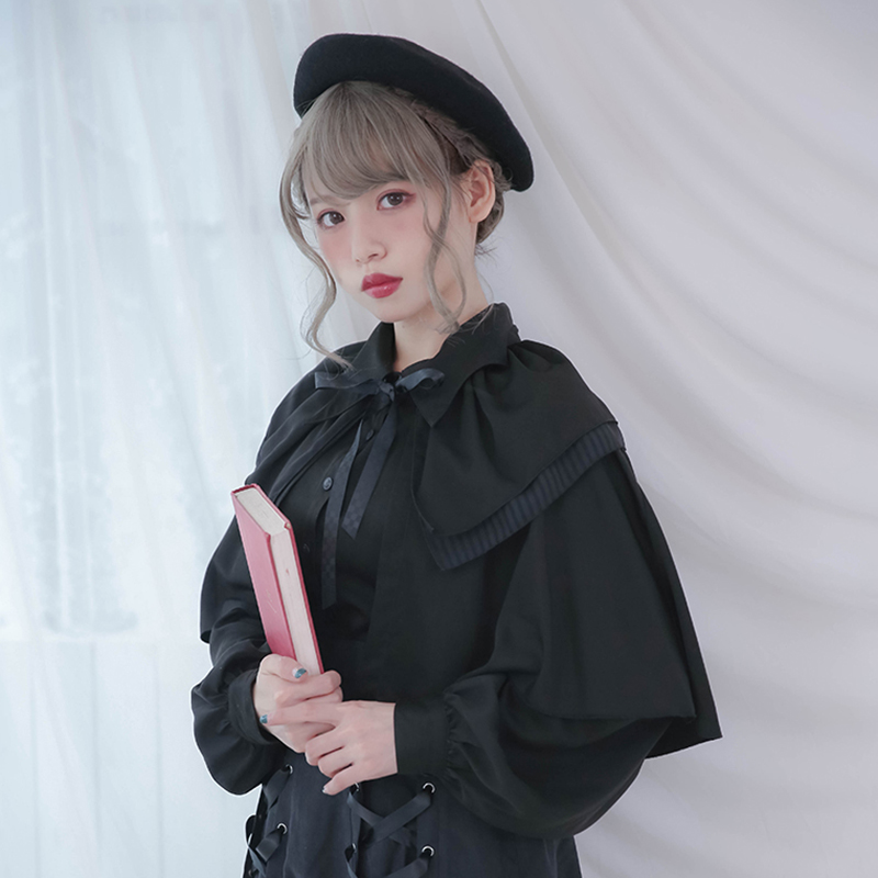 原创设计灯笼袖天枢斗篷衬衫复古