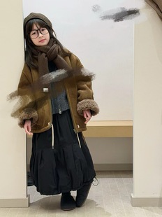 波拉BORA童装男女童手工缝制皮毛一体冬款儿童叠穿两面穿保暖外套