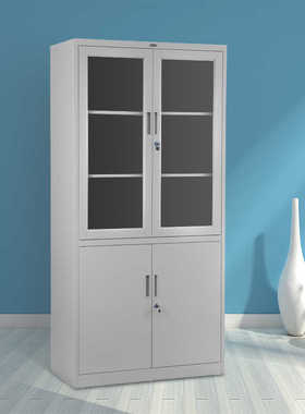 上海铁皮办公文件柜玻璃开门资料柜档案柜器械柜凭证柜带锁加厚