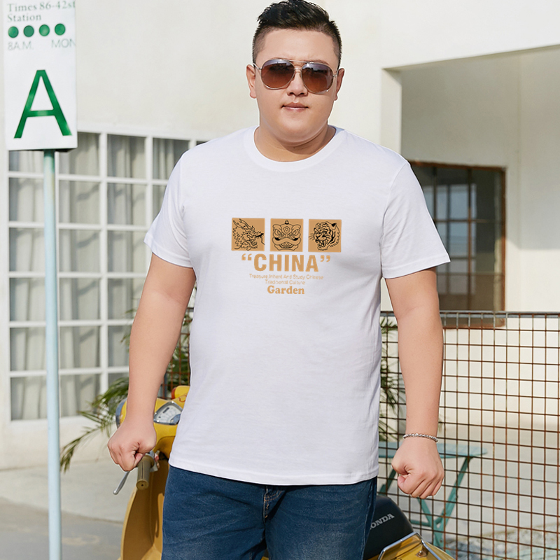 短袖t恤男士半袖夏季宽松大码男装体恤男纯棉胖子加肥加大男款夏