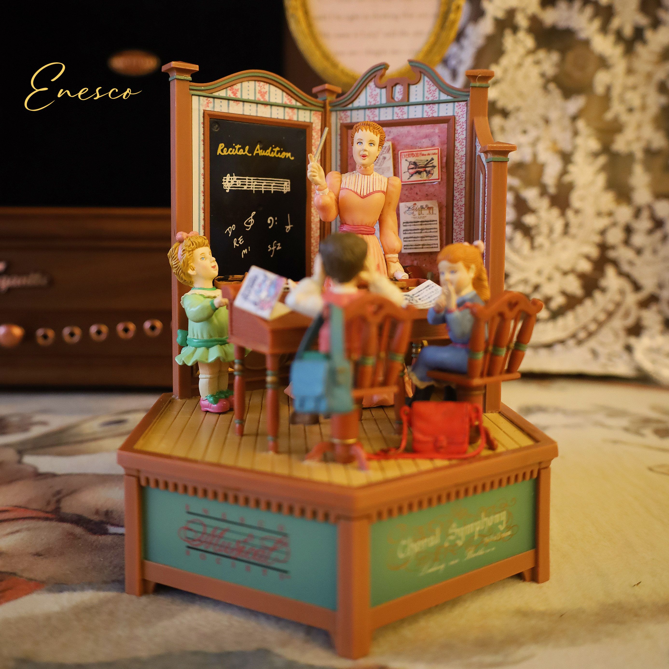 enesco 音乐之声doreme拉小提琴乐谱音乐课机芯发条音乐盒
