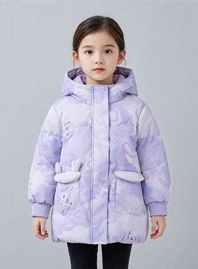 商场同款abckids童装2025冬季新款女童连帽羽绒服卡通动漫加厚潮