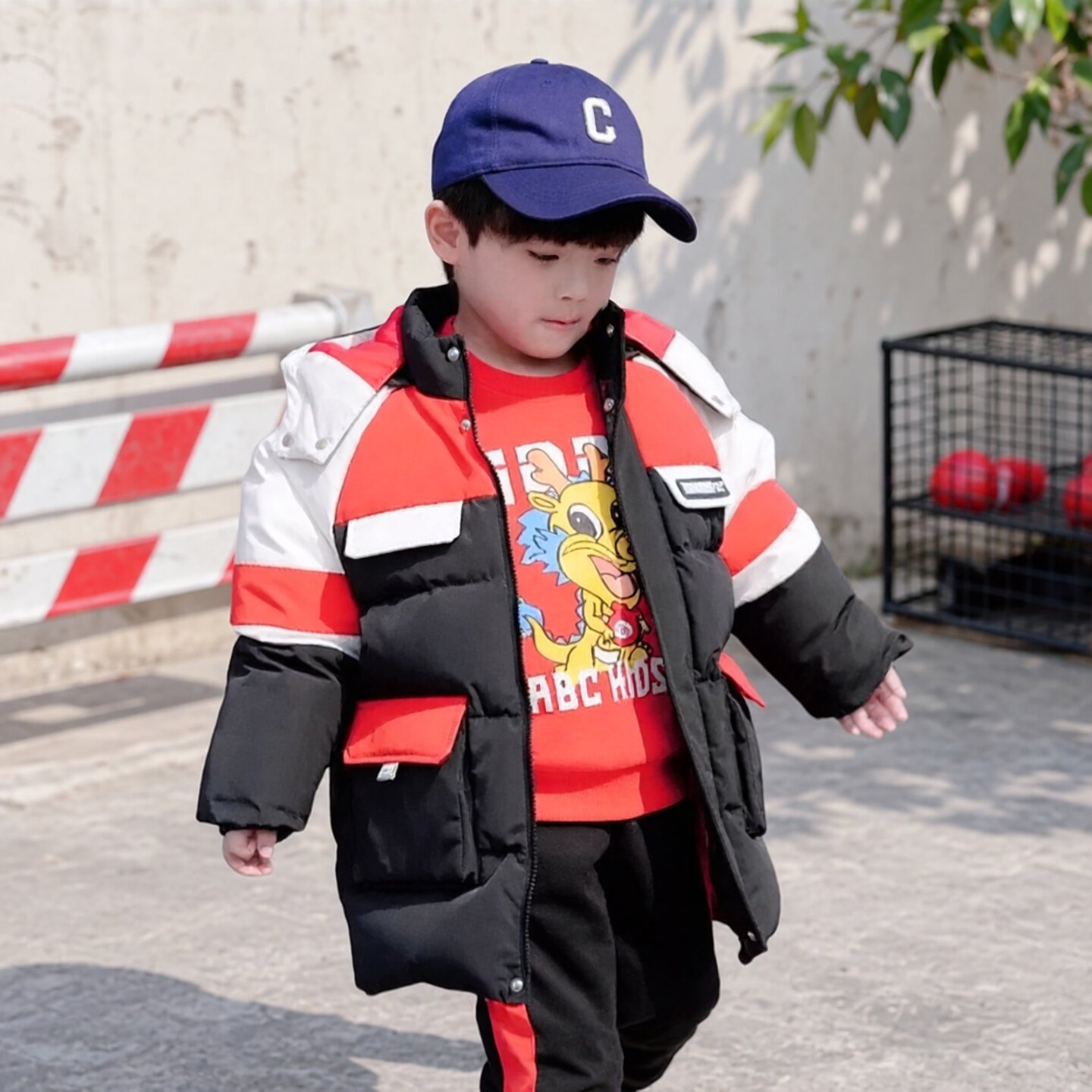 abckids童装2025冬季新品男小童中长款加厚保暖羽绒服F352209044图片