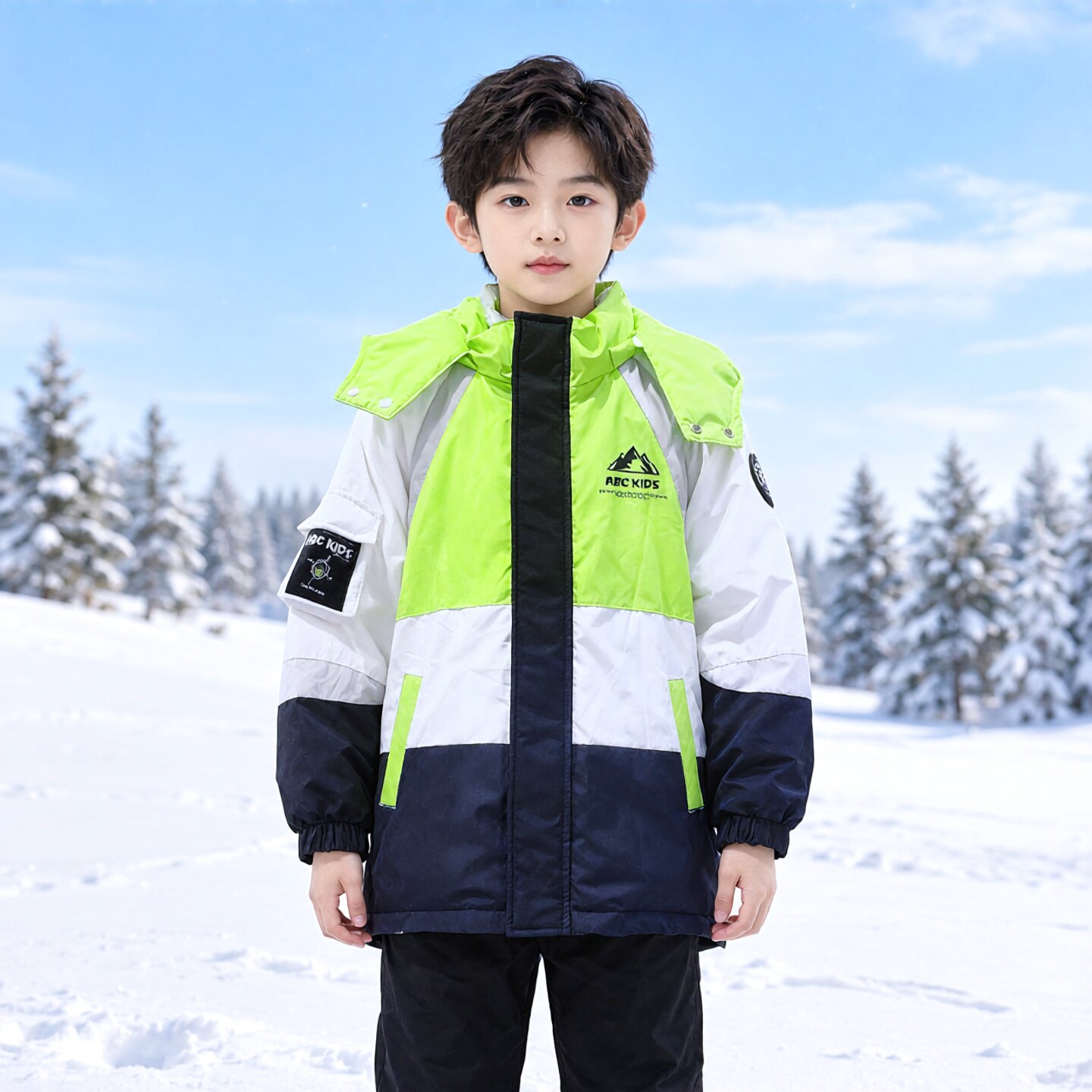 abckids童装2023冬季新款男童中长款加厚保暖羽绒服F352309143图片