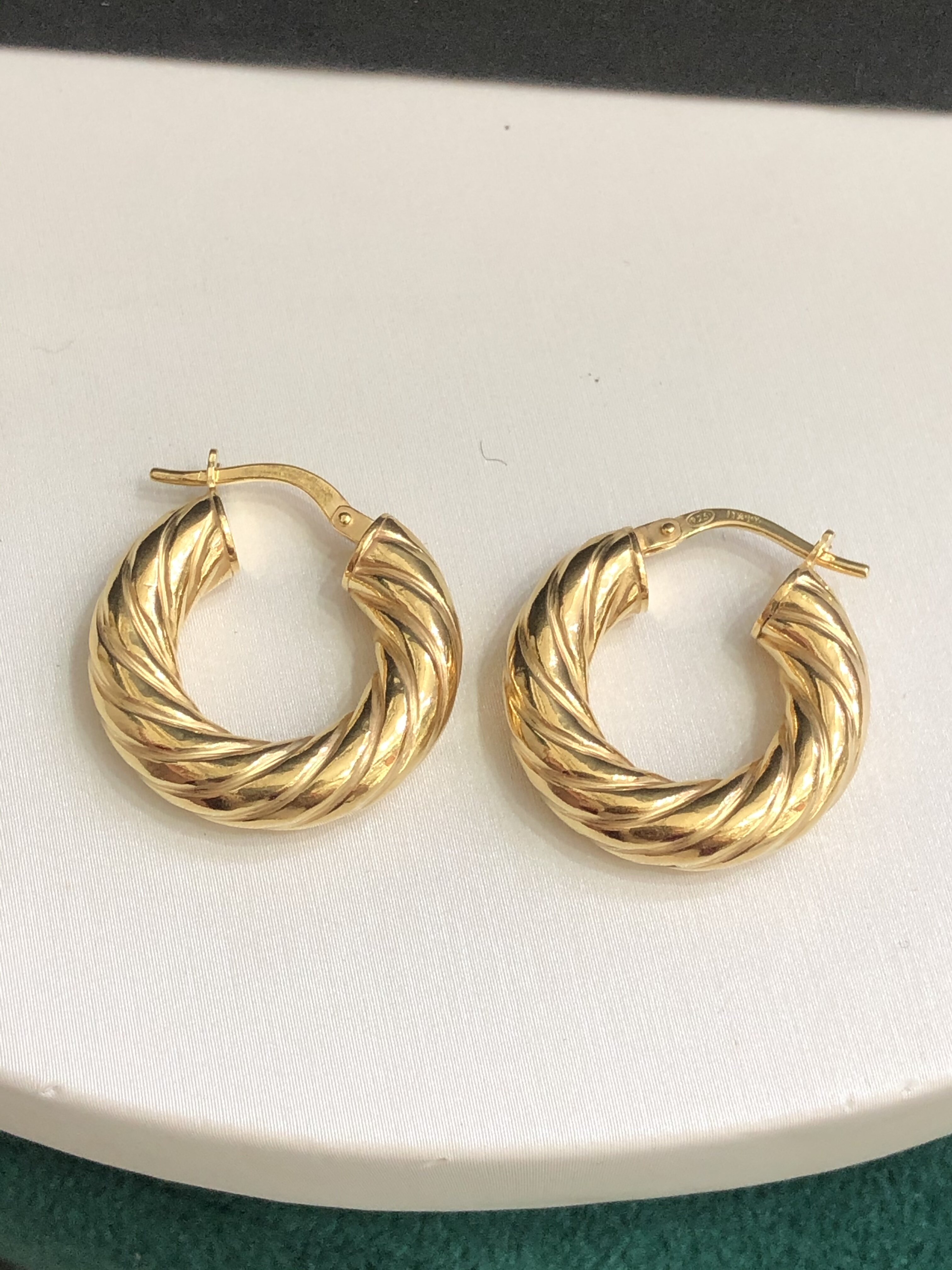 意大利进口精工时尚麻花纯银镀金时尚耳环耳圈媲美K金工艺耳饰女