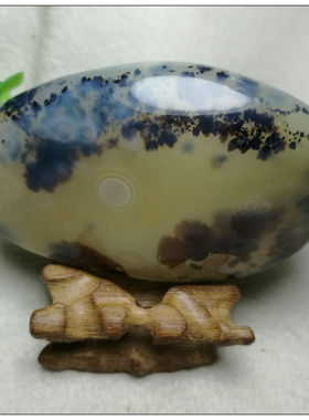 天然优美水草玛瑙原石摆件：月圆之夜。人约黄昏后 优惠 把玩件