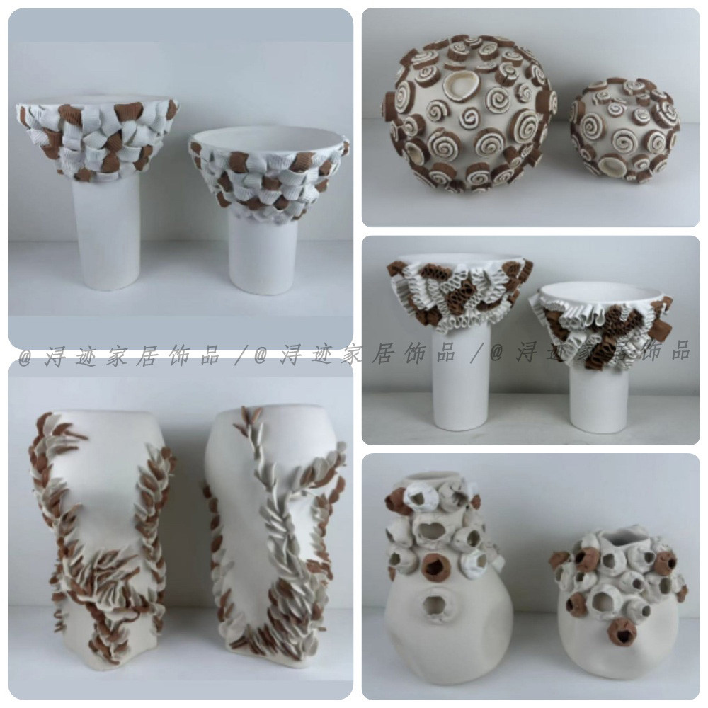 现代简约手工陶瓷花瓶装饰摆件样板间售楼处客厅书房个性插花器