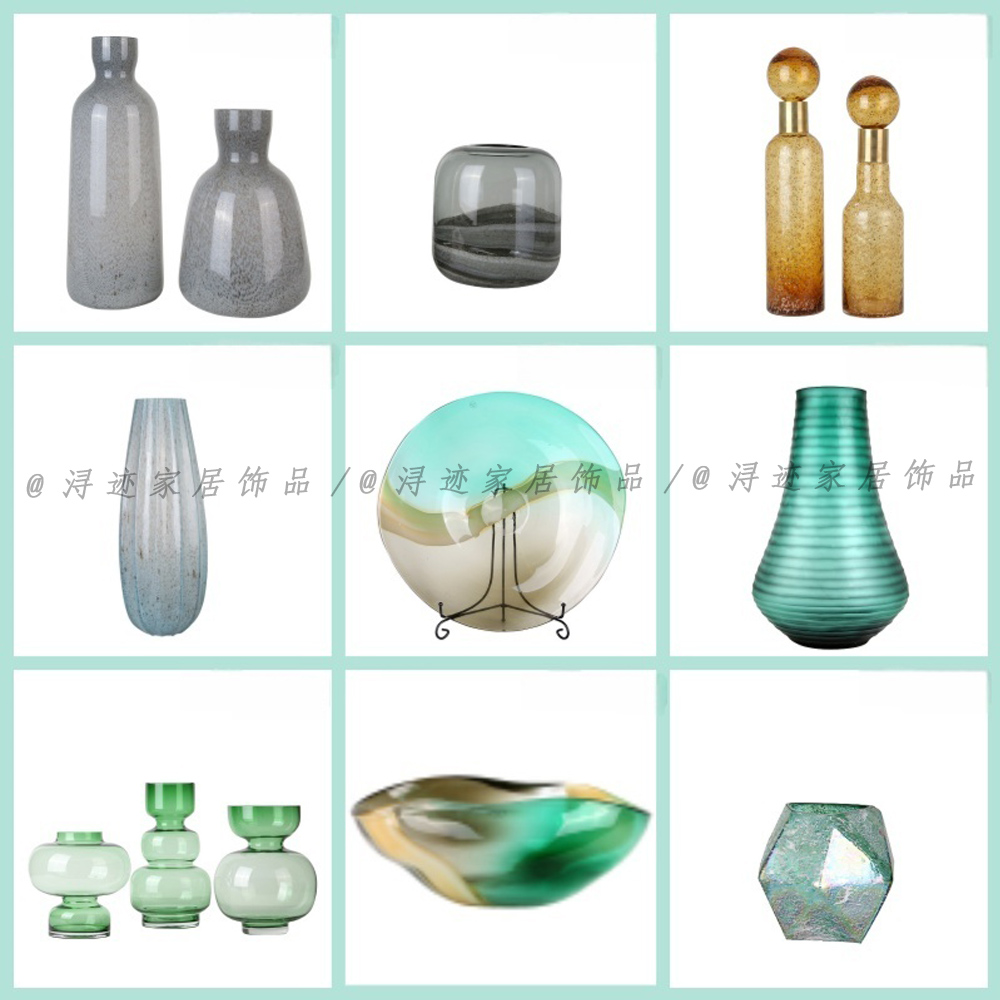 现代简约欧式样板间玻璃花瓶摆件售楼处客厅桌面创意花器装饰软装