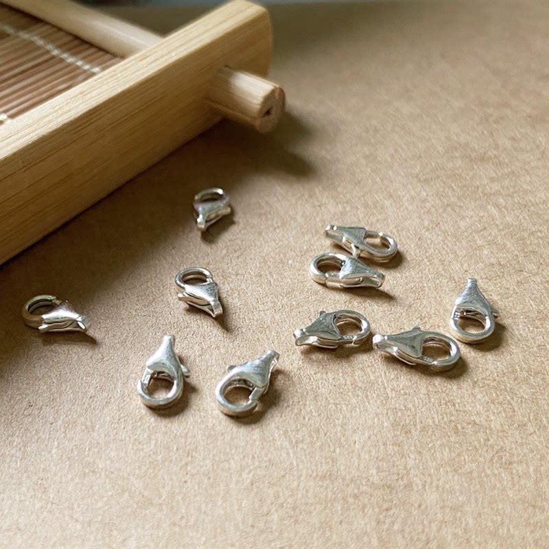 s925通体纯银龙虾扣弹簧扣手工diy银饰配件项链手链扣收尾连接扣