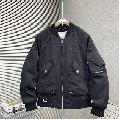 2025冬季新款潮牌棒球领男士羽绒服时尚个性拼接绣花白鸭绒飞行服