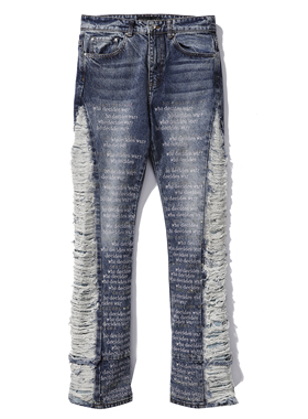 WHO DECIDES WAR JEANS 潮牌男士重工艺修身刺绣直筒裤牛仔裤美式