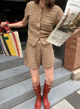 【8/15 首发95折】彩色绒毛织短裤女秋季针织气质休闲裤251092