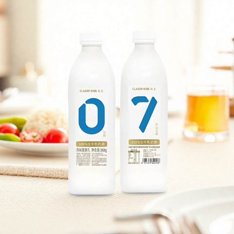 卡士酸奶007家庭装969g*2桶酸奶风味低温早餐发酵乳