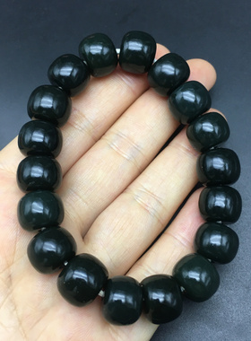 天然新疆和田玉老型珠手链
