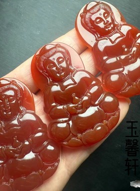 天然红玛瑙观音吊坠挂件