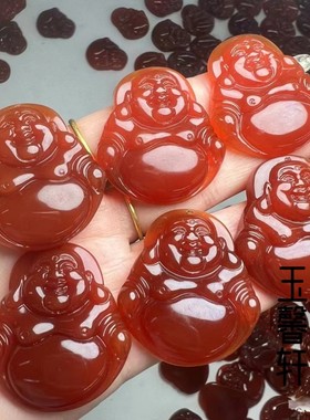 天然红玛瑙大肚佛吊坠