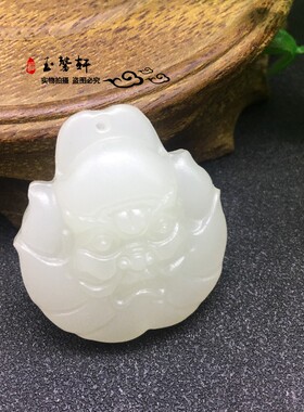 天然白玉钟馗头像挂件玉石钟馗牌子男女款钟馗大师吊坠项链玉坠子