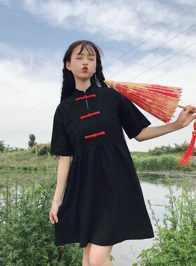 0加大码萌妹子中国风少女连衣裙