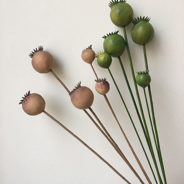 仿真罂粟果插花配材1头仿真罂粟果田园装饰果实影视拍摄道具果子