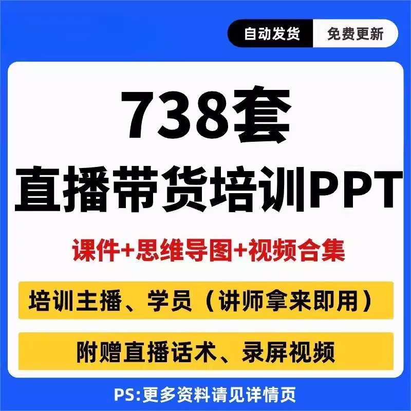 电商直播带货PPT模板抖音讲师主播培训教学课件思维导图资料教程